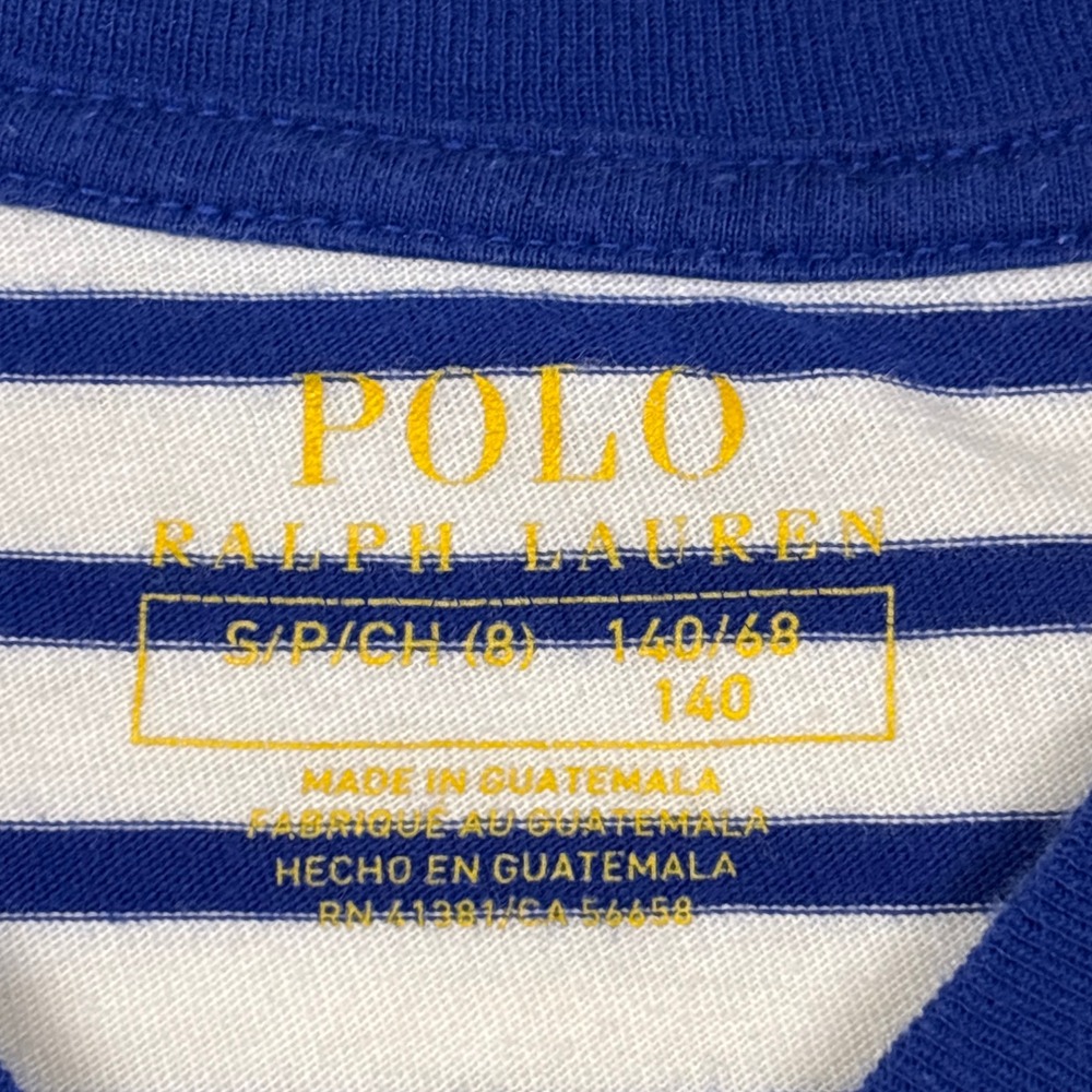 POLO RALPH LAUREN Bear Striped 100% Cotton Tee Blue/White Kids Size Small Casual - Picture 3 of 8